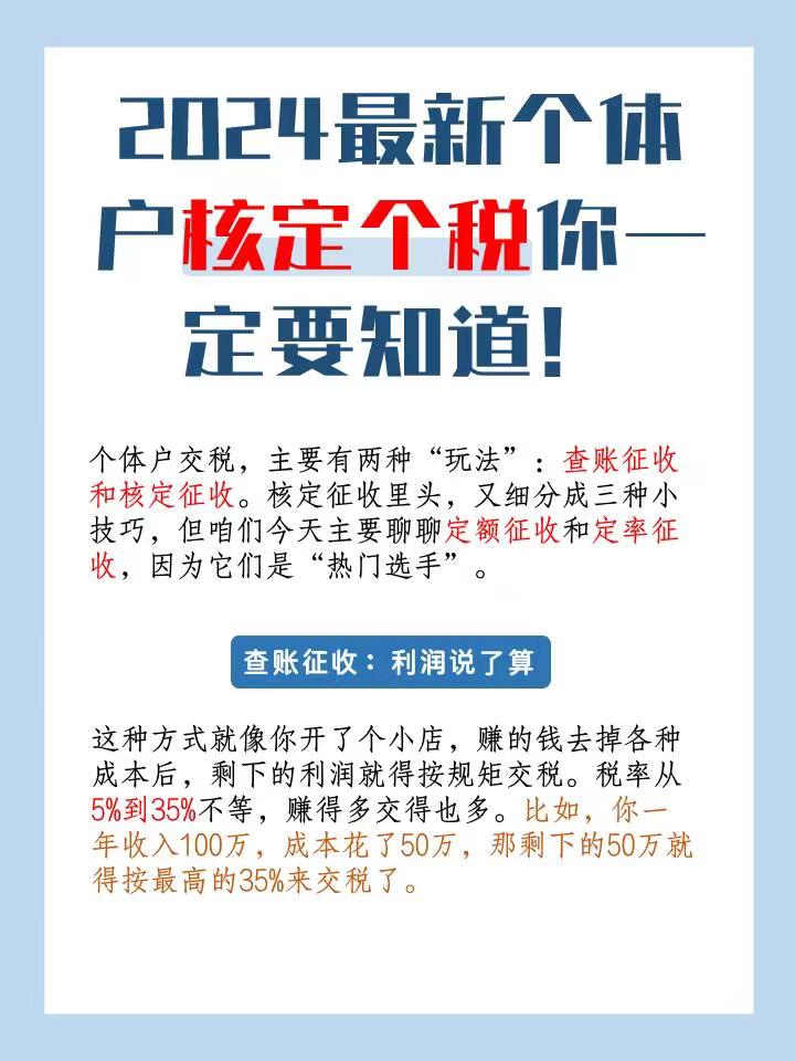 迪庆2024最新个体户核定个税你一定要知道！